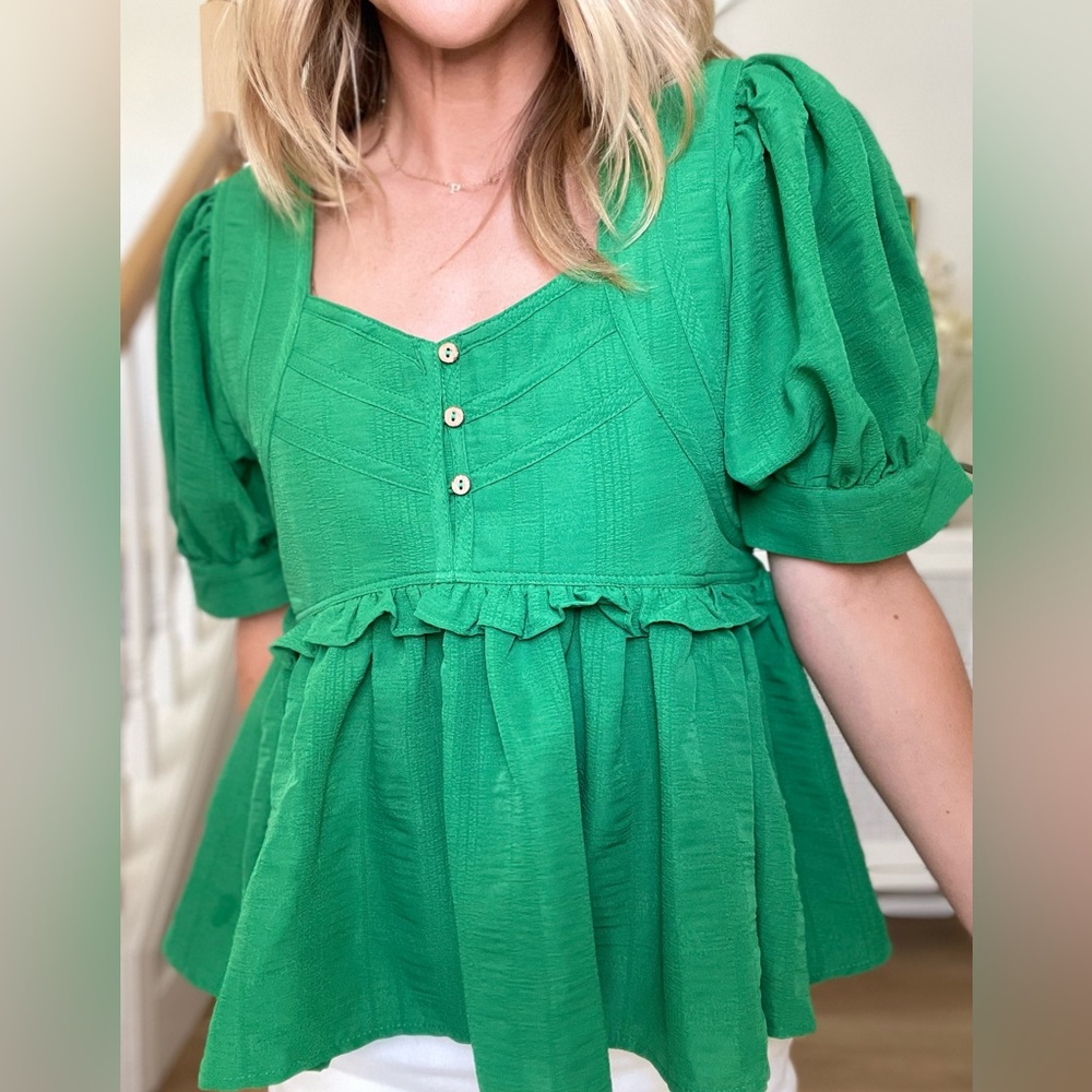 Green Peplum Blous